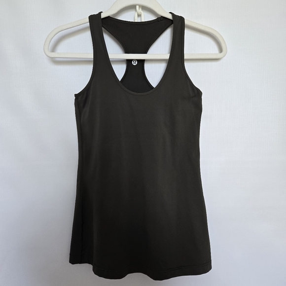 LULULEMON WOMEN'S 'COOL RACERBACK' TANK TOP OLIVE FATIGUE-GREEN (SIZE 8) - Picture 1 of 9